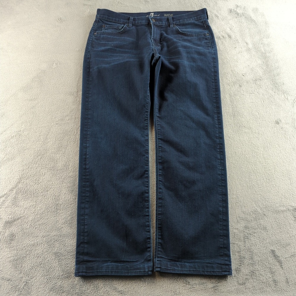 7 For All Mankind Jeans Mens 36x30 Blue Dark Wash Austyn Relaxed Wide Straight